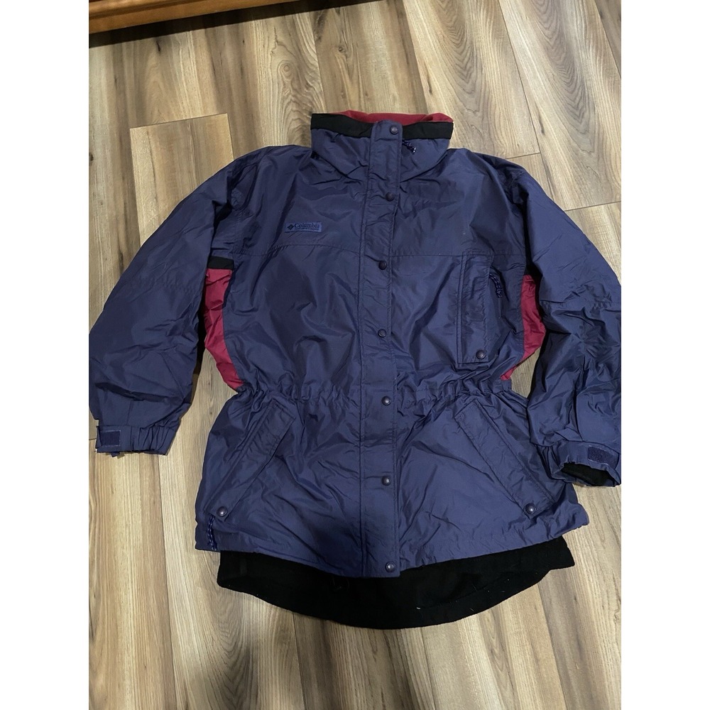 Vintage‎ Columbia Ski Parka Winter Coat Jacket 2 In 1 Sz Large Blue Pockets